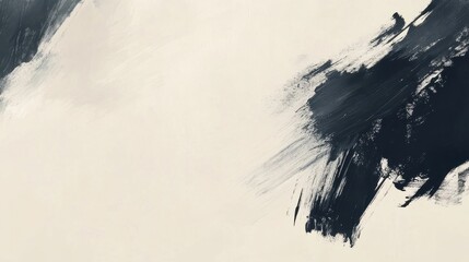 Dark brush strokes across a neutral light cream background