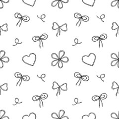 Cowgirl line art illustration seamless pattern featuring lasso, bows, and doodles of western elements for decorative backgrounds