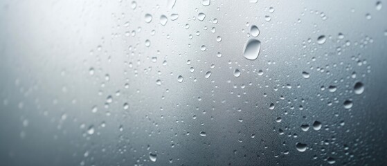 Water Droplets on Glass Gray Gradient Background