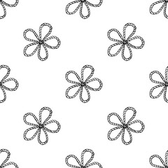 Cowgirl line art illustration seamless pattern featuring lasso flowers and western doodles for unique decor designs - obrazy, fototapety, plakaty