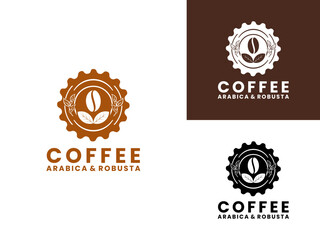 Vintage Coffee Bean logo design. Coffee label logo design icon.