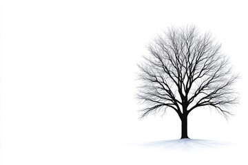 Fototapeta premium A lone tree in the middle of a white background, with smog-like wisps creeping toward it