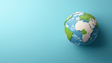 3D globe illustration on a blue background.