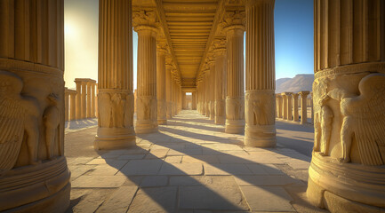 Majestic Columns of Persepolis’ Apadana Palace Under the Golden Midday Sun v2