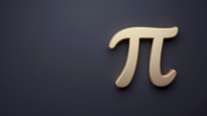 gold math pi symbol isolated on black background.

