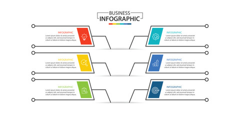 Vector Infographic design business template with icons and 6 options or steps.
