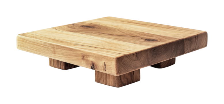 Unique handcrafted wooden display stand designed for showcasing decorative items or serving food in home or restaurant settings, cut out