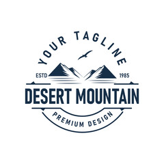 Vintage Design Logo with Mountains and Flying Birds illustration, suitable for Outdoor, Travel, Hiking, Camping brands