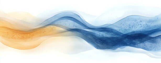 Abstract wavy lines in blue and orange colors create a serene and modern design.
