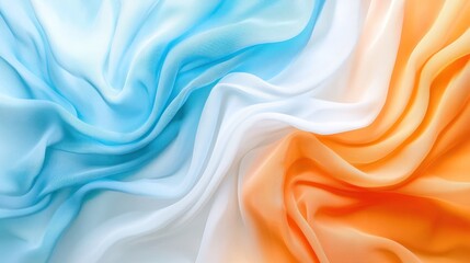 Obraz premium Soft Colorful Fabric Waves in Blue, White, and Orange Tones