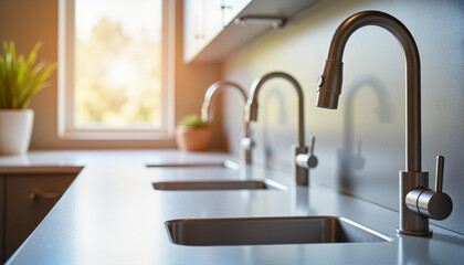 Modern kitchen sink setup with elegant faucet design for blogs, websites, home improvement content, interior design projects, social media styling, and kitchen renovation inspiration