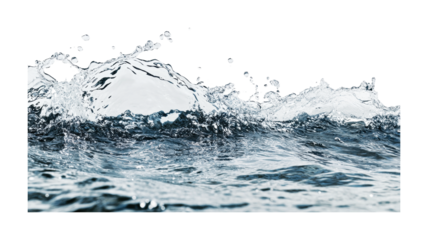 Captivating water wave breaking on the shore during a sunny day for design and art purposes, cut out