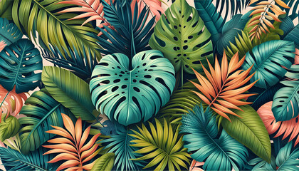 Monstera and Palm Leaf Arrangement
