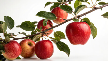 Apples on a branch. Light background.