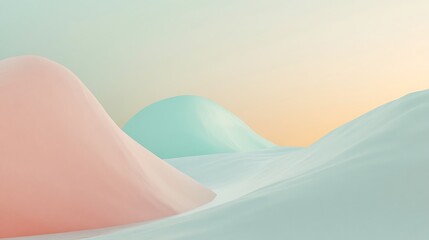 The soft colorful hills rise against the pastel sky