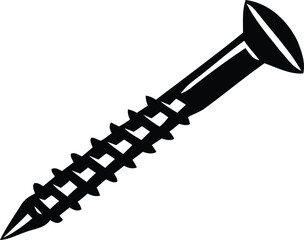 Black color various screws vector with transparent background, various screws silhouette vector, various screws line art vector illustration