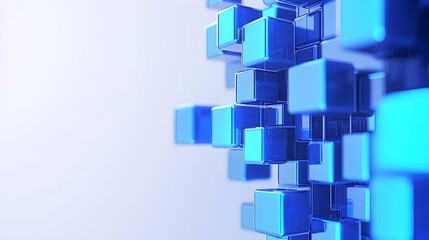 Obraz premium Abstract Blue Cubes with Glossy Finish on Light Background