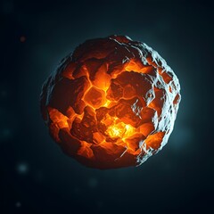 Glowing Asteroid in Space