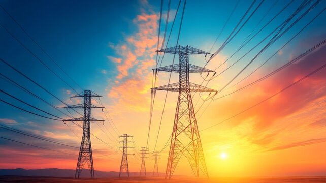 A towering powerlines. Generative AI - Powered by Adobe