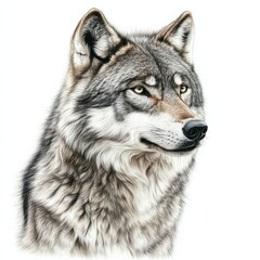 Obraz premium a noble wolf clipart, wild predator element, photorealistic style, cool grays, isolated on white background