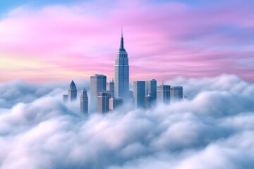 Obraz premium A pixel art animation of a city skyline slowly disappearing under layers of smog