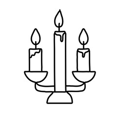 Candles hand drawn line art nordic scandinavian illustraion 