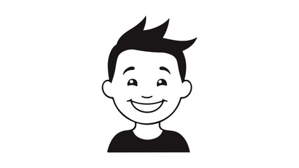 simple shape silhouette of boy smiling