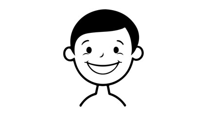 happy cartoon man smiling black and white simple vector illustration