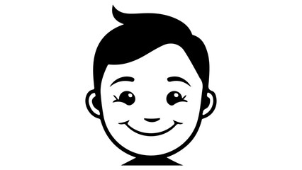boy with a smile simple vector outline shape silhouette illustration