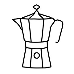 Coffee maker Mushroom hand drawn line art Nordic Scandinavian illustration 