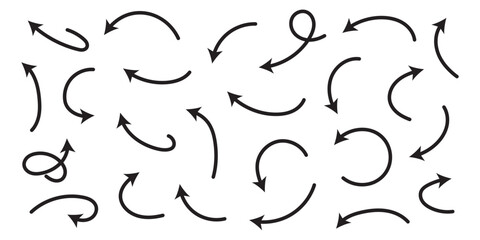 Hand drawn vector arrows doodle set on white background. design element vector illustration.