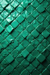 Fototapeta premium Small green-teal diamond tiles, aged background, diamond, vintage