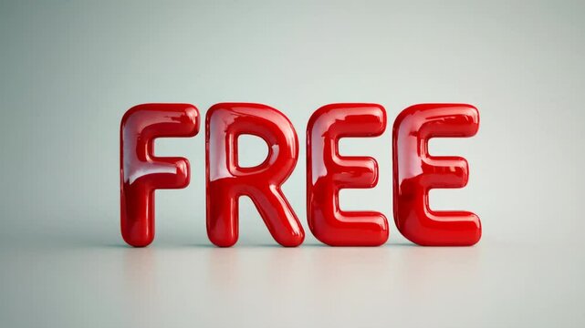Red Glossy Inflated Free 3d Word on White Background
