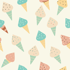 Sweet Summer Dreams: A delightful array of whimsical ice cream cones in a seamless pattern, perfect for evoking joyful, sunny memories.