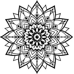 Mandala of Symmetry: An intricate mandala, a symbol of balance and wholeness, presents a captivating radial design, featuring symmetrical patterns of lines, shapes, and curves in a meditative display.