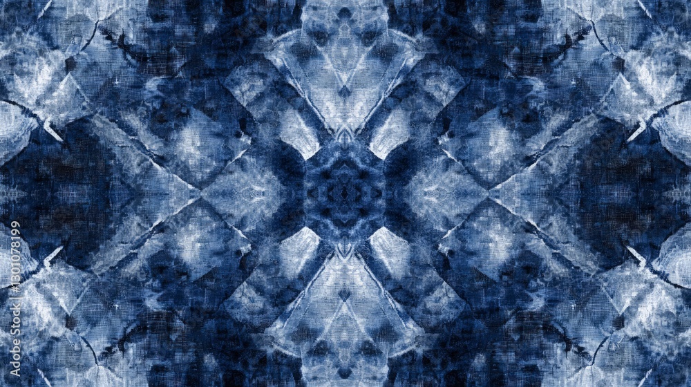 Wall mural indigo and grey shibori patterns, creating an abstract design with multiple layers for depth. the ba
