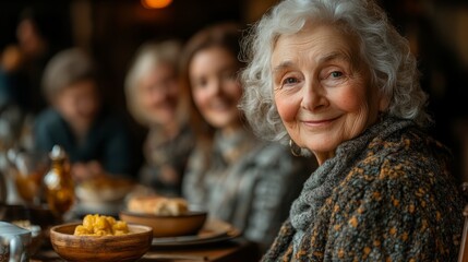 Elderly friends celebrate camaraderie while enjoying a delightful meal in a warm, inviting space