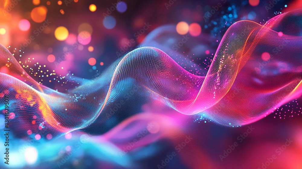 Poster dynamic waves of color and light create a hyper-realistic technology-themed backdrop showcasing vibr