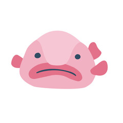 A Blobfish, ugly deep sea fish clipart isolated on white background, simple cartoon vector illustration