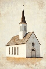 Fototapeta premium White Church with Steeple