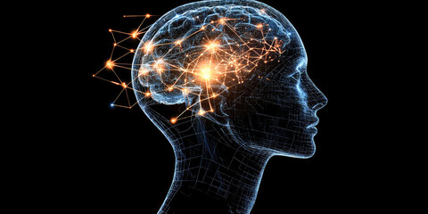 This artistic digital artwork showcases an abstract brain filled with vibrant neural connections, symbolizing the dynamism of thought and creative processes.