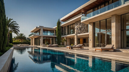  Luxury Modern Villa with Pool and Palm Trees
