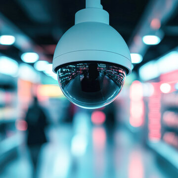 Close-up on surveillance camera installations for urban store security solutions