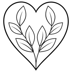 Line Art Heart with Organic Elements