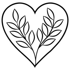 Line Art Heart with Organic Elements
