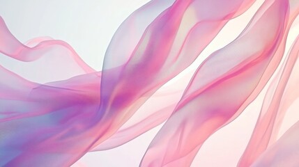 Flowing Pink Silk Fabric Waves with Translucent Light Background Texture