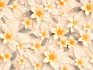 Seamless AI Floral Pattern with Warm Beige and Golden Flowers