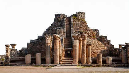 ancient ruins exhibit intricate details of lost civilization artistry and architecture isolated on white background