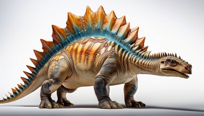 Fototapeta premium detailed depiction of a stegosaurus in a realistic pose showcasing its anatomy and features isolated on white background