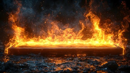 Glowing Wooden Frame with Carved Tribal Patterns Evoking Rustic Cultural Aesthetic